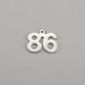 Polished stainless steel number 86 pendant with top hole for DIY jewelry making - Number 86 / Steel