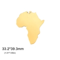 Polished gold Africa map pendant with dimensions 33.2x39.3mm on a white background - Solid Geometric African Map (Style 5-Gold) / Gold