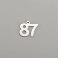 Polished silver stainless steel number 87 charm pendant with top hanging hole - Number 87 / Steel