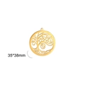 Detailed view of a 35x38mm golden hollow tree of life pendant with intricate metalwork - Style 2 / 35x38mm / Gold