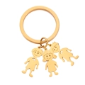 Golden stainless steel keychain with cute cartoon boy and girl charms for family - Gold-2 Boys 1 Girl