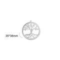 Macro detail of a 35x38mm stainless steel Tree of Life pendant with hollow design - Style 3 / 35x38mm / Steel