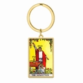 Gouden roestvrijstalen sleutelhanger met afbeelding van de Magiër tarotkaart print - Goud-De Magiër