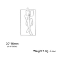 Silver hollow rectangle pendant with line art reading woman and product dimensions - Poster Girl 6 (SS2025040524) / Steel