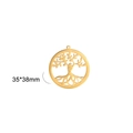 Macro detail of 35x38mm gold stainless steel Tree of Life openwork pendant - Style 3 / 35x38mm / Gold