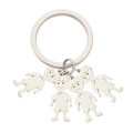 Silver stainless steel keychain with four cartoon boy and girl charms on a ring - Silver-4 Bowtie Boys