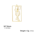 Golden rectangular hollow pendant with abstract line art figure reading a book - Poster Girl 6 (SS2025040524) / Gold