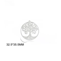 Detail view of 32.5x35.5mm stainless steel Tree of Life hollow round pendant charm - Style 5 / 32.5x35.5mm / Steel