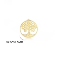 Macro detail of a 32.5x35.5mm golden tree of life hollow round charm pendant - Style 5 / 32.5x35.5mm / Gold