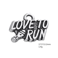 Antique silver Love to Run sports charm with shoe print design for DIY jewelry making - Steel