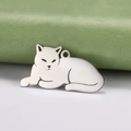 Colgante de gato lindo en acero inoxidable pulido para joyería artesanal y collares - Dibujo de línea de gato tumbado (Estilo 10)