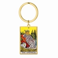 Gouden roestvrijstalen sleutelhanger met De Keizerin tarotkaart voor dames en heren - Goud - De Keizerin