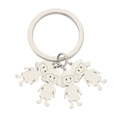 Polished stainless steel keychain with four minimalist girl pendants on silver ring - Silver-4 Twin-tails Girls