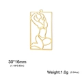 Golden hollow rectangular pendant with female silhouette cutout, 30x16mm jewelry charm - Poster Girl 7 (SS2025040525) / Gold