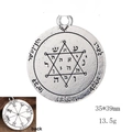 Retro Solomon amulet pentagram pendant with Hebrew characters in silver finish - Hexagram Hebrew Style (Style 7) / Antique Silver