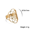 Detail van de gouden Flower of Life ring met 22x24,7mm afmetingen en verstelbare band - Verstelbaar Open / Stijl 1 Goud