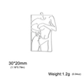 Silver hollow rectangle pendant with abstract portrait kiss design in stainless steel - Poster Girl 8 (SS2025040526) / Steel