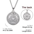 Seal of Solomon pentagram amulet necklace in silver steel with Hebrew occult engraving - Ancient Hebrew Text (Style 6)