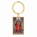 Gouden roestvrijstalen sleutelhanger met vintage tarotkaart V De Hiërofant ontwerp - Goud - De Hiërofant
