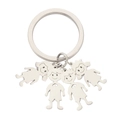 Polished stainless steel keychain featuring four minimalist boy and girl silhouettes - Silver-2 Boys 2 Girls