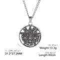 Detail view of Solomon seal pendant showing 31.2x27.2mm size and 60cm chain length - Pentagram Occult Symbol (Style 3)