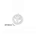 Macro detail of silver tree of life pendant with dimensions 35x38mm on white background - Style 9 / 35x38mm / Steel