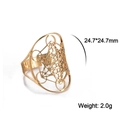 Verstelbare gouden holle ring met geometrisch Metatron-kubusontwerp en bloemmotief - Verstelbaar Open / Stijl 2 Goud