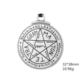 Macro view of vintage silver amulet pendant with engraved pentagram and mystic inscriptions - Pentagram Latin Inscription Amulet (Style 2)