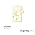 Gold hollow rectangle pendant with line art female figure, 30x20mm stainless steel accessory - Poster Girl 8 (SS2025040526) / Gold