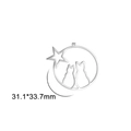 Détail macro du pendentif chat et étoile avec dimensions de 31,1x33,7mm en métal - Chat Étoile Rond Ajouré (Style 3)