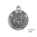 Close-up of Solomon pentagram amulet pendant with dimensions 27x31mm and weight 6.08g - Solomon Pentagram Seal (Style 4)
