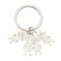 Polished silver stainless steel keychain with two boy and two girl charms - Silver-1 Boy 3 Girls