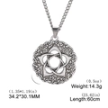Detail view of Seal of Solomon amulet pendant with size and weight measurements - Round Hollow Floral (Style 7)
