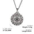 Detail showing dimensions of silver vintage Solomon seal pentagram amulet necklace - Geometric Mandala (Style 8)