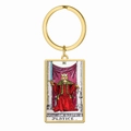 Gouden roestvrijstalen Tarot sleutelhanger Gerechtigheid met levendig XI design - Goud - Gerechtigheid