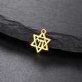 Goldener Edelstahl-Anhänger Davidsstern mit hebräischem Chai-Symbol auf Stein - Gold