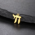 Polished gold Chai symbol pendant representing life on a dark slate stone background - Single Hole / Gold