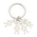 Silver stainless steel family keychain with two boy and two girl cartoon charms - Silver-3 Boys 1 Girl