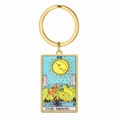 Gouden roestvrijstalen sleutelhanger met The Moon XVIII tarot kleurgeprinte hanger - Goud-Maan