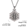 Detail view of Seal of Solomon pendant with 34.9x25.1mm size and 60cm chain length - Nordic Runes (Style 13)