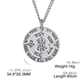 Detailed technical diagram showing 34.8x28.3mm Seal of Solomon talisman pendant dimensions - Hollow Multi-Ring Hexagram (Style 15)