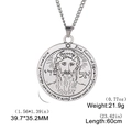 Detailed view of Seal of Solomon amulet pendant with Hebrew engraving and vintage chain - Bearded Figure Portrait (Style 17)