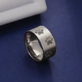Polished stainless steel 10mm wide ring featuring cute engraved cat paw prints for animal lovers - US 7 / Steel