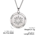 Macro detail of Seal of Solomon amulet pendant showing 38.2x42.8mm dimensions and weight - Hebrew Mystical Disc (Style 18)
