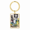 Gouden roestvrijstalen sleutelhanger met Death XIII tarotkaart patroon en gravure - Goud - De Dood