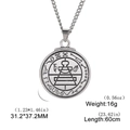 Detail view of pentagram pendant showing 31x37mm size and 60cm stainless steel chain - Alchemy Mystical Symbol (Style 20)
