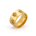 10mm wide gold titanium steel ring with cute cat paw prints for men and women - US 7 / Gold