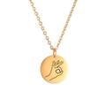 Close-up of golden stainless steel necklace with OK gesture engraved circular pendant - Gold Color-OK Gesture (Duplicated)