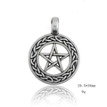 Antique silver Solomon pentagram pendant with Celtic knot details and 29.5x38mm size - Celtic Knot Woven Pentagram (Style 10)