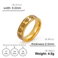 6mm stainless steel ring with heart and paw prints including a detailed size chart - US 8 / Gold